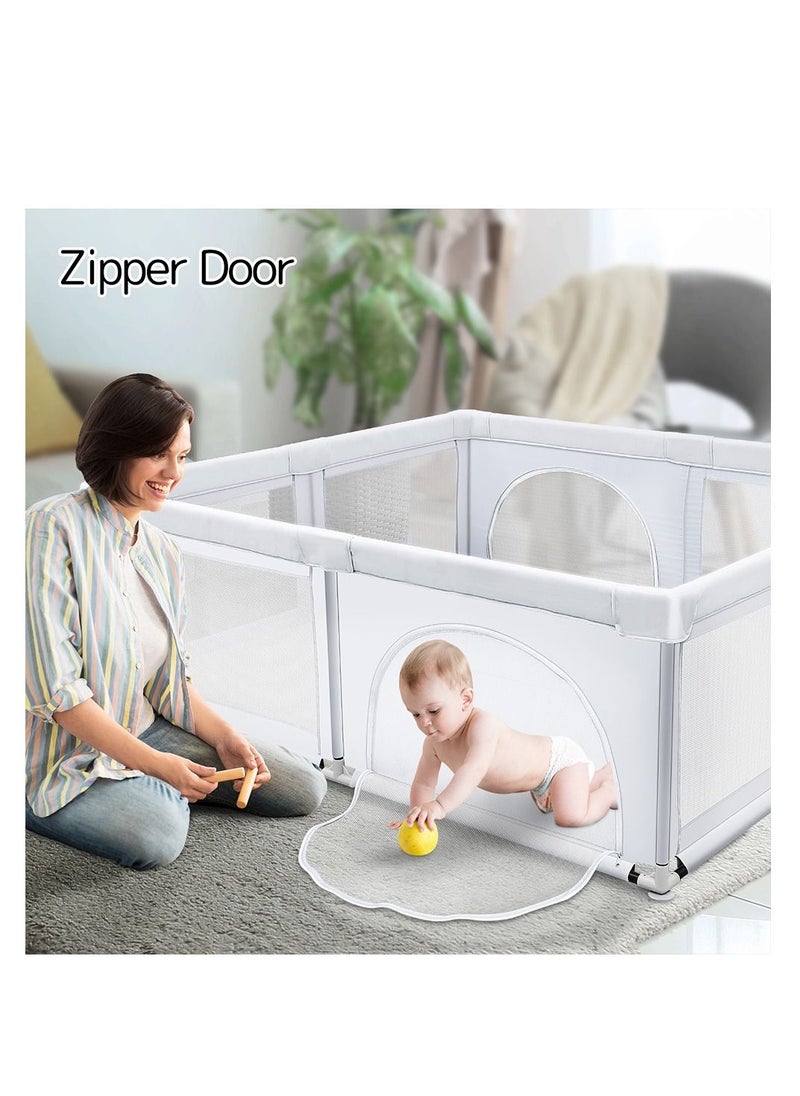 RONBEi RONBEI -Large Playard, Baby Playpen With Carry Bag + Play Mat With Bag, Light Grey, 200L*180W*68H cm  - Image 3