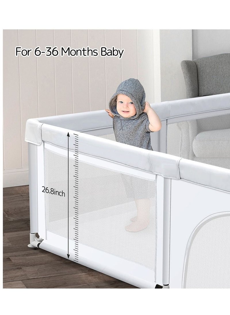 RONBEi RONBEI -Large Playard, Baby Playpen With Carry Bag + Play Mat With Bag, Light Grey, 200L*180W*68H cm  - Image 5