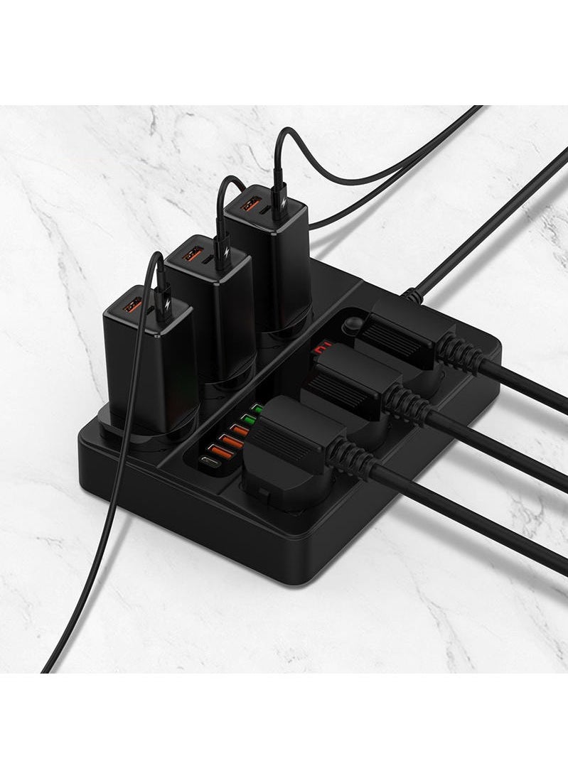 يو إل اتش واي سي - مقبس عالمي بطول 2 متر، مقبس USB للشحن، وظيفة التوقيت، قابس تمديد أسود،توصيله كهربائيه،مشترك كهرباء،توصيلة،وصلة كهرباء - Image 1