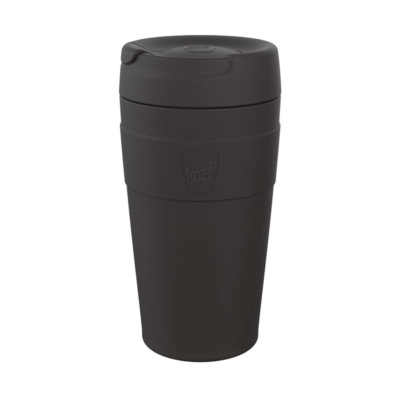 KeepCup Traveller Reusable Travel Mug Vacuum Insulated Stainless Steel Cup with Leakproof Sipper Lid 16oz454ml Black