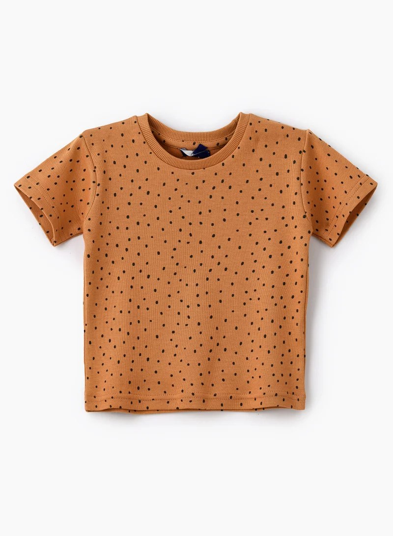 JAM Stylish Dot Pattern Short Sleeve T-Shirt for Boys - Ochre
