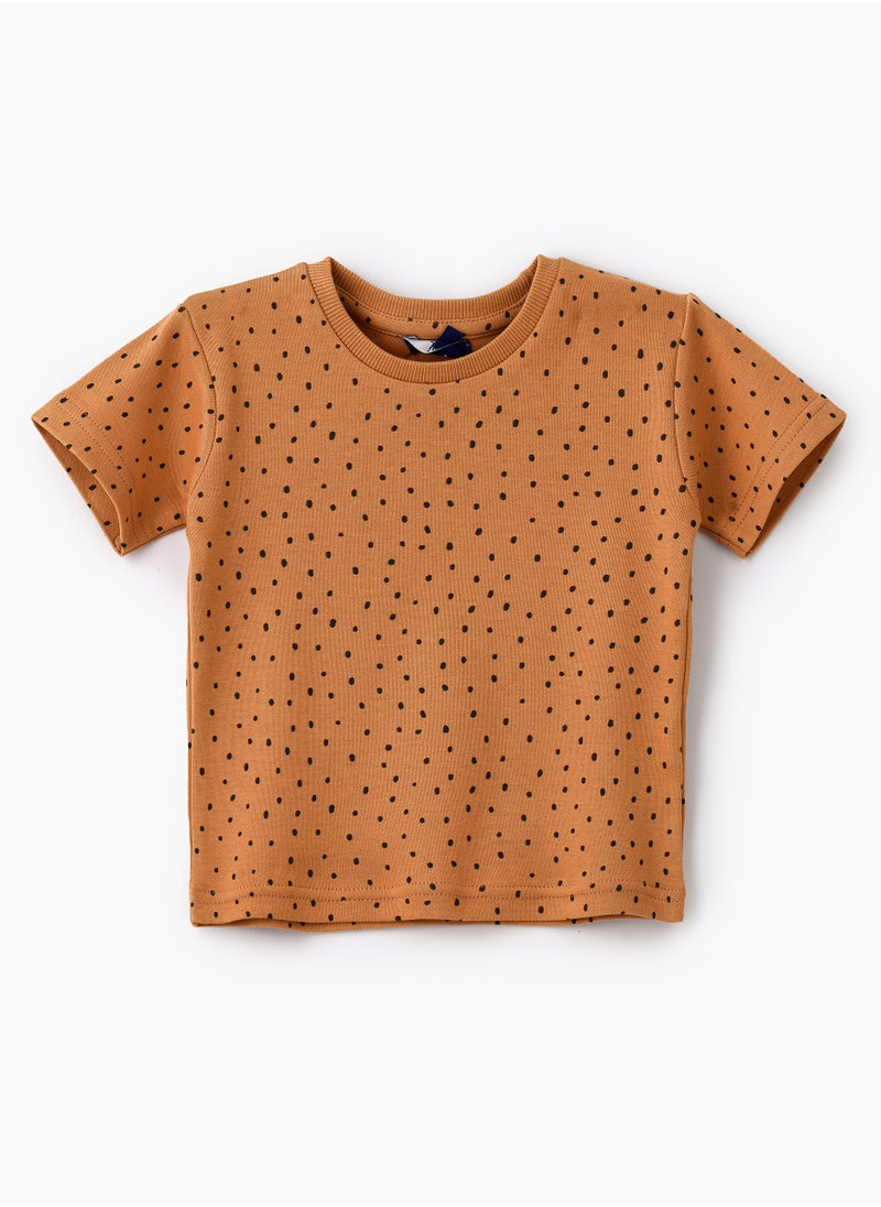 JAM Stylish Dot Pattern Short Sleeve T-Shirt for Boys - Ochre  - Image 1