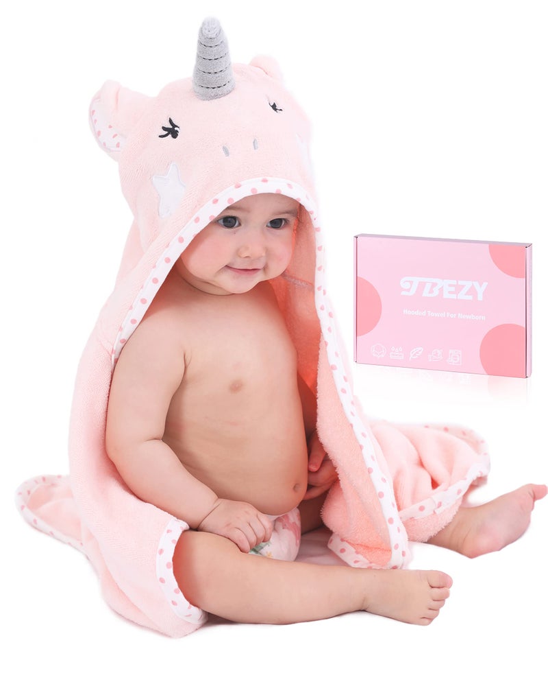 TBEZY Baby Hooded Towel with Unique Animal Design Ultra Soft Thick Cotton Bath Towel for Newborn Unicorn