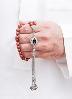 سبحتي  مسبحة معدنية و حجر Gold Stone | الخرز 8 ملي -عدد الحرز 45  - Image 1