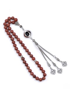 سبحتي  مسبحة معدنية و حجر Gold Stone | الخرز 8 ملي -عدد الحرز 45  - Image 2