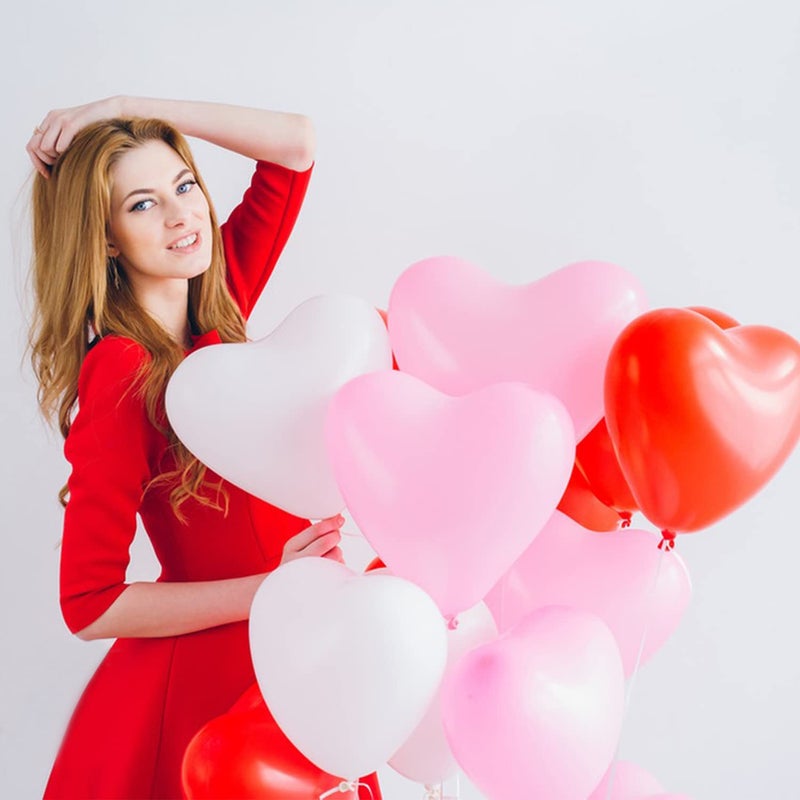 Fangoo 60 Pcs Love Heart Balloons 10-inch Red Pink White Latex Heart Balloons for Valentines Day Wedding Anniversary Engagement Birthday Garden Company Celebration Graduation Prom Party Romantic Decor - Image 4