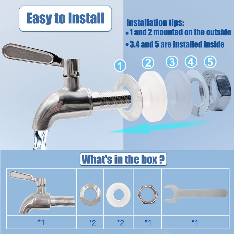 ShuRex Replacement Stainless Steel Spigot For Berkey Big Travel Royal Gravity-Fed Water Filter System And Other Gravity Filter Tank (Stainless Steel Spigot) - Image 2