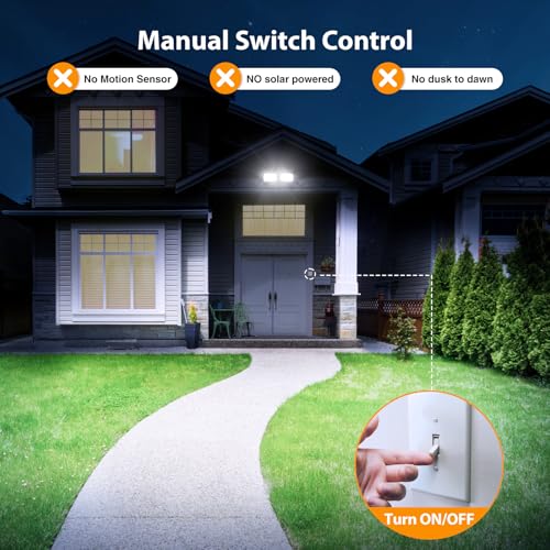 Onforu 3200LM Flood Lights Outdoor, 32W 6500K LED Security Light Switch Controlled, IP66 Waterproof Outdoor Lights, Wall Mount Exterior Flood Light with 2 Adjustable Heads Floodlights Outside - Image 4