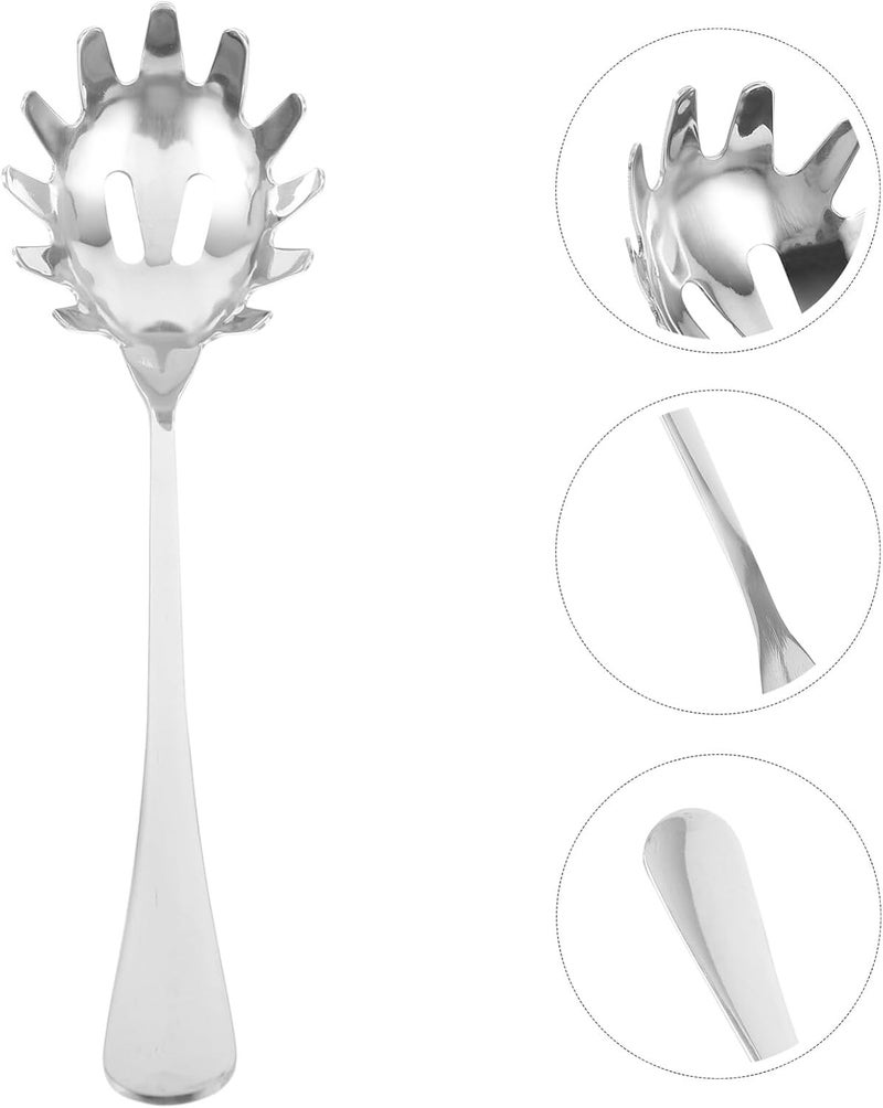 Veemoon 9.4 Inch Stainless Steel Pasta Spoon,Spaghetti Spoon Noodle Fork Pasta Dumpling Egg Scoop for Home Restaurant Bar Kitchen Cooking Tools - Image 1