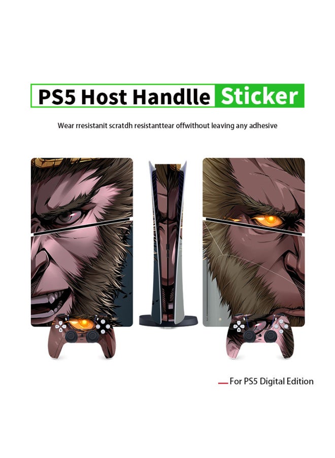 For Sony PS5 Game Console Stickers Digital Version Of The Protective Film Fashion Black Myth Wukong Full Set Of Stickers-Color:PS5SlimDiscQT-18266 - Image 2
