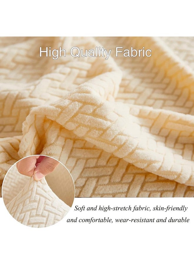 House of Quirk Universal Double Seater Polar Fleece 220 GSM Fabric Sofa Cover Flexible Stretch Sofa Slipcover (Cream, Double Seater) - Image 3