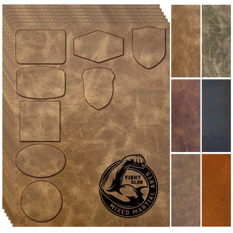 Twig Leather/Leatherette Patches/Sheets for Laser Engraving Iron On with Heat Press Adhesive Backing,Blank Laserable Faux Leather,Engravable/Engraver Leather Material for Hat/Cap/Backpack(5 Large Pcs) - Image 1