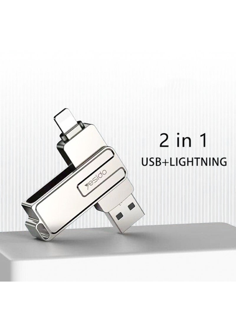 يسيدو محرك أقراص فلاش سعة 128 جيجابايت، ومنفذ Lightning، ومنفذ USB 3.0  - Image 1
