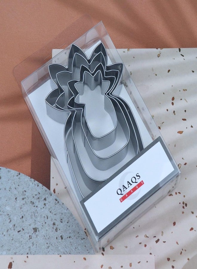 QAAQS Pineapple Cookie Cutter Set - 5 inch, 4 inch, 3 inch, 2 inch - 4 Piece Fruit Cookie Cutters Shapes Biscuit Fondant Clay Molds - Stainless Steel - Image 5