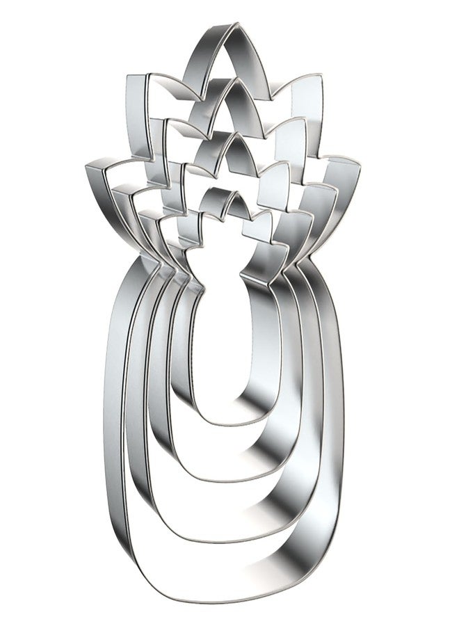 QAAQS Pineapple Cookie Cutter Set - 5 inch, 4 inch, 3 inch, 2 inch - 4 Piece Fruit Cookie Cutters Shapes Biscuit Fondant Clay Molds - Stainless Steel - Image 1