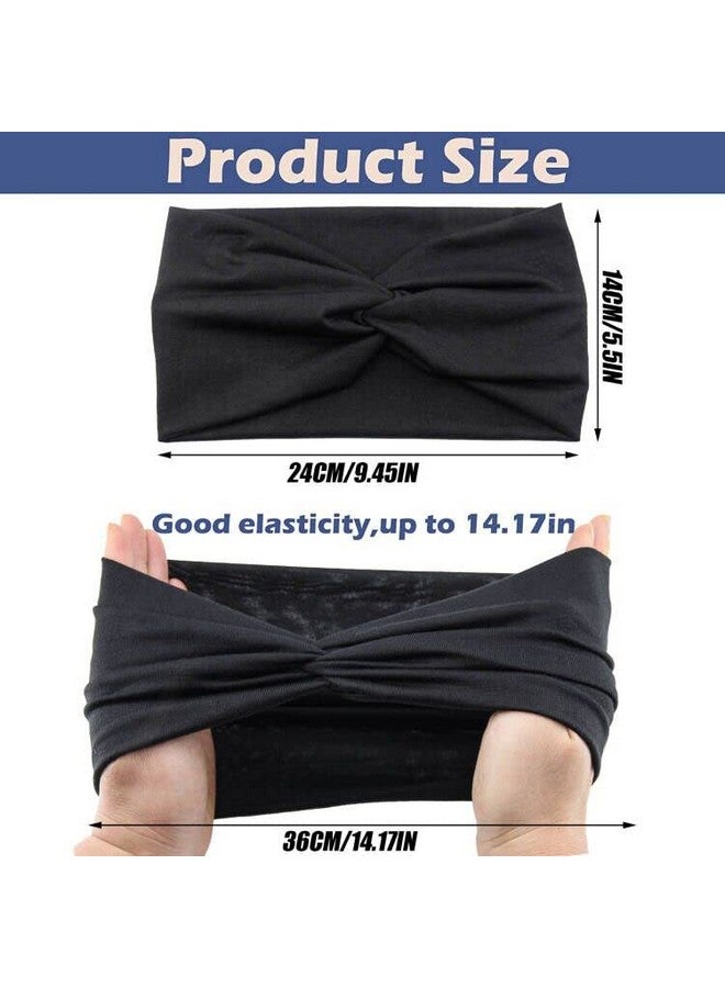 Carede أربطة رأس عريضة للنساء ضفيرة رأس سوداء مرنة ملتوية للأقراط لفتيات اليوغا والتمارين الرياضية حزام رأس نسائي عبوة من 6 - Image 3
