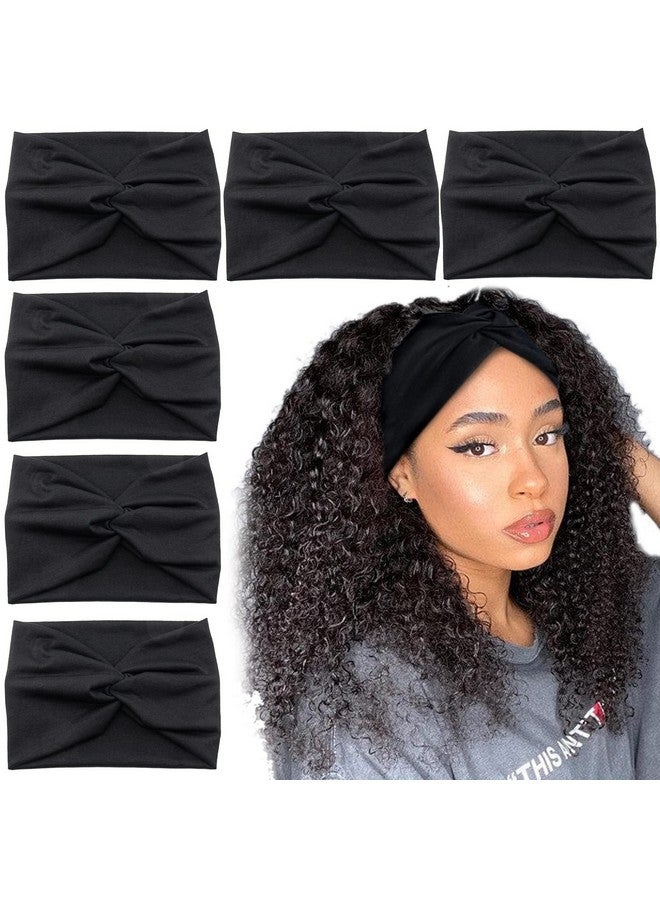 Carede أربطة رأس عريضة للنساء ضفيرة رأس سوداء مرنة ملتوية للأقراط لفتيات اليوغا والتمارين الرياضية حزام رأس نسائي عبوة من 6 - Image 2
