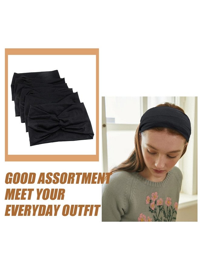 Carede أربطة رأس عريضة للنساء ضفيرة رأس سوداء مرنة ملتوية للأقراط لفتيات اليوغا والتمارين الرياضية حزام رأس نسائي عبوة من 6 - Image 4
