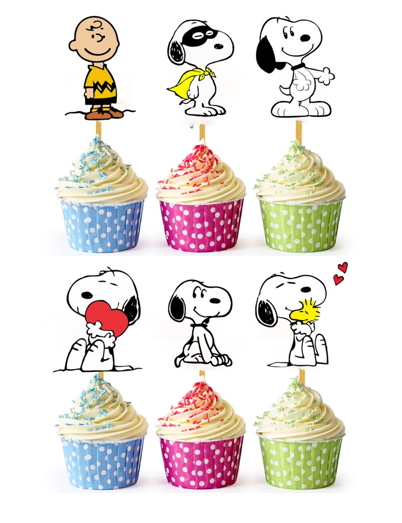 NATURAL BEHAVIOUR 24x Cute Dog Cupcake Toppers Strong Picks Happy Birthday Dcor Cupcake Decorations for Kids Birthdays - Image 2