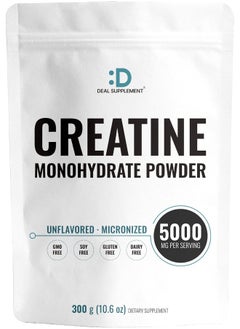 DEAL SUPPLEMENT Creatine Monohydrate Powder 300 Grams (60 Servings), Unflavored | Pure | Micronized Creatine Powder, 5000Mg(5G) Per Serving, 2 Month Supply, Vegan | Keto, Non-Gmo, No Filler, No Additives  - Image 1