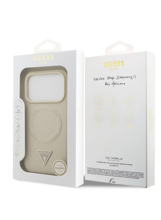 GUESS Guess MagSafe PU Leather Case with Triangle Logo for iPhone 17 Pro Max, Slim Profile, Easy Snap-On, Sustainable Packaging, Comfortable Grip, Lightweight Design - Beige - Image 5