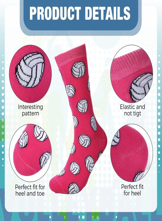 JaGely 8 Pairs Women's Novelty Volleyball Socks Funny Sports Athletic Crew Socks Volleyball Gift for Men Youth Teen Sport Lovers Players Athletes Coach - Image 2