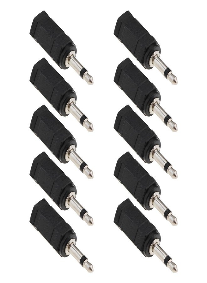 ECSiNG 10Pcs 3.5mm Mono to Stereo Adapter Female to Male Headphone Plug 2in1 for Mobile Phone Headsets Computer Headsets(Black) - Image 1