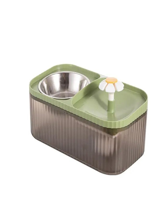 Pets Empire 2 in 1 Water Fountain with Food Bowl for Cats | Cats Water Fountain 3L | Pets Water Dispenser with Filter, 1.5m USB Cable Length | Green - Image 1