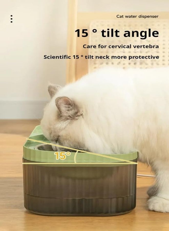 Pets Empire 2 in 1 Water Fountain with Food Bowl for Cats | Cats Water Fountain 3L | Pets Water Dispenser with Filter, 1.5m USB Cable Length | Green - Image 4