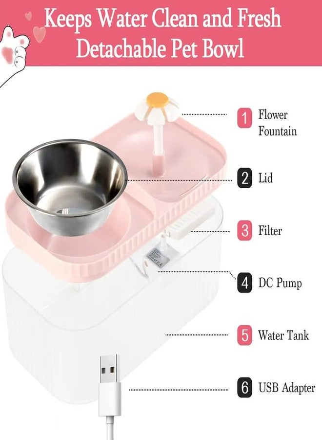 Pets Empire 2 in 1 Water Fountain with Food Bowl for Cats | Cats Water Fountain 3L | Pets Water Dispenser with Filter, 1.5m USB Cable Length | Green - Image 3