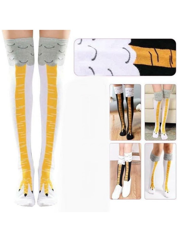 2pcs Black and White Long Chicken Leg Design Socks  - Image 2