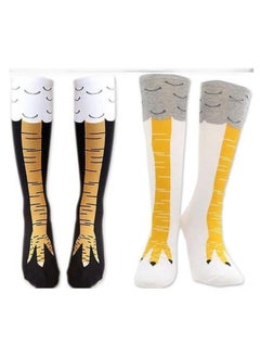 Generic 2pcs Black and White Long Chicken Leg Design Socks  - Image 1