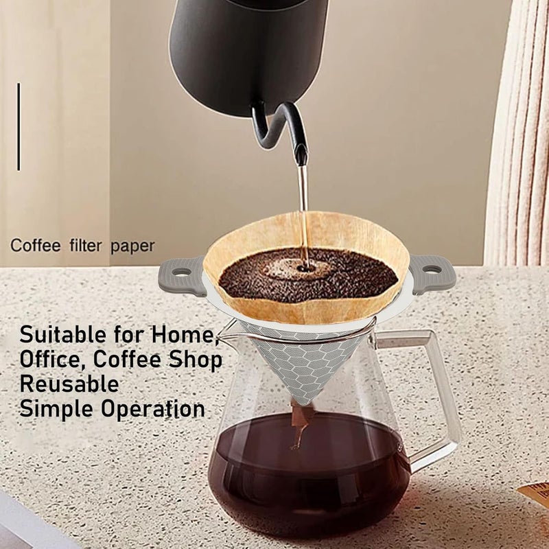 klarako Stainless Steel Cone Filter,150 Mesh Cone Bottle Cover,Stainless Steel Tea Filter For Home Coffee Shop Office Saver Plug Champagne For Home Coffee Dripper Double Layer Cone Coffee Dripper - Image 2