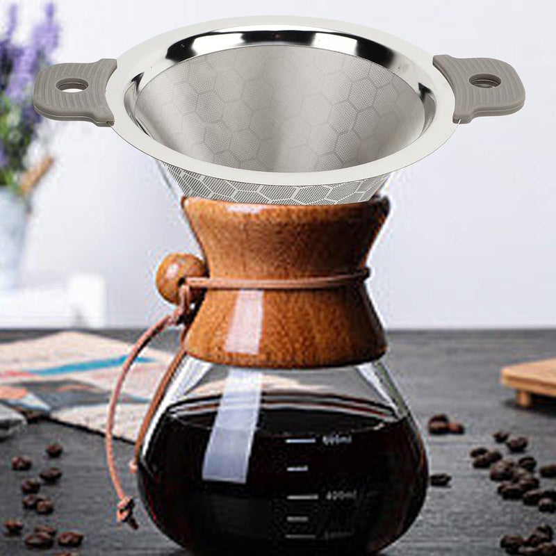klarako Stainless Steel Cone Filter,150 Mesh Cone Bottle Cover,Stainless Steel Tea Filter For Home Coffee Shop Office Saver Plug Champagne For Home Coffee Dripper Double Layer Cone Coffee Dripper - Image 4