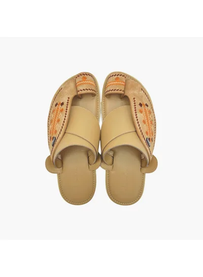 Al Waha Men's Textured Slip-On Arabic Sandals with Toe Loop Detail