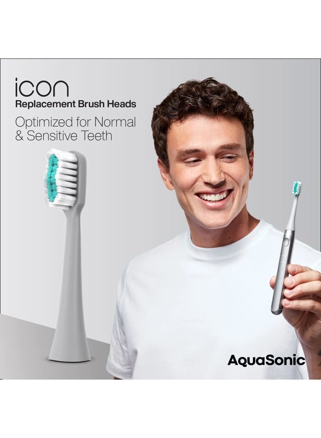 AquaSonic Icon Replacement Brush Heads | Compatible with AquaSonic Icon Toothbrush | 2 Brush Heads | for Normal & Sensitive Teeth (Stone) - Image 2