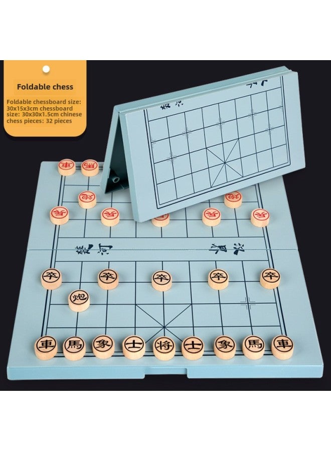 Flying Chess Checkers Multi-functional One-in-one Chessboard Chess Elephant Chess Card Animal Chess Combination Educational Children's Toys-Color:Folding Game Chess (chess) 30*30*3.5cm - Image 1
