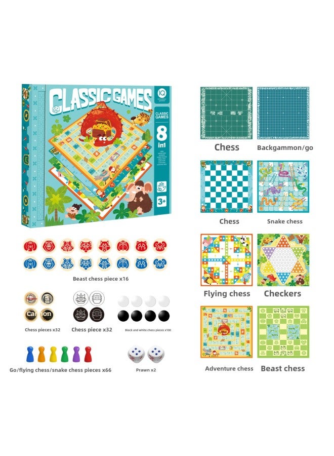 Flying Chess Checkers Multi-functional One-in-one Chessboard Chess Elephant Chess Card Animal Chess Combination Educational Children's Toys-Color:Folding Game Chess (chess) 30*30*3.5cm - Image 3