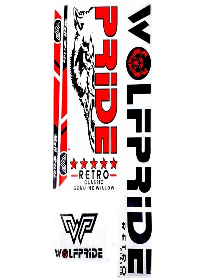 Wolf Pride Vinyl Cricket Bat Sticker (Retro Classic Cricket Bat Sticker, Red)