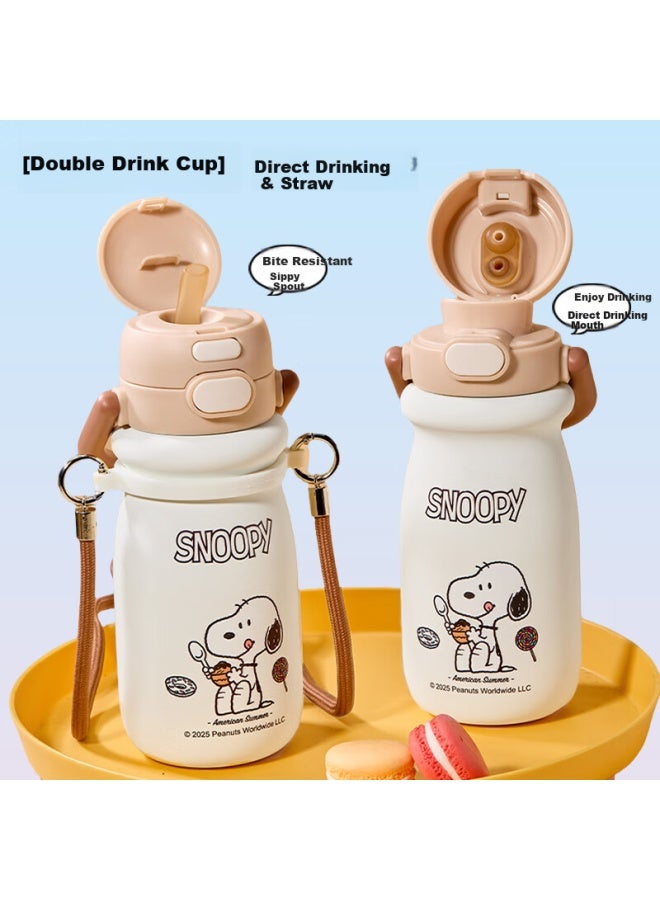 Snoopy Children'S Insulated Cup 316L Stainless Steel Double Drinking Straw Water Bottle Men And Women High-Value Students Portable Drinking Cup - Image 1