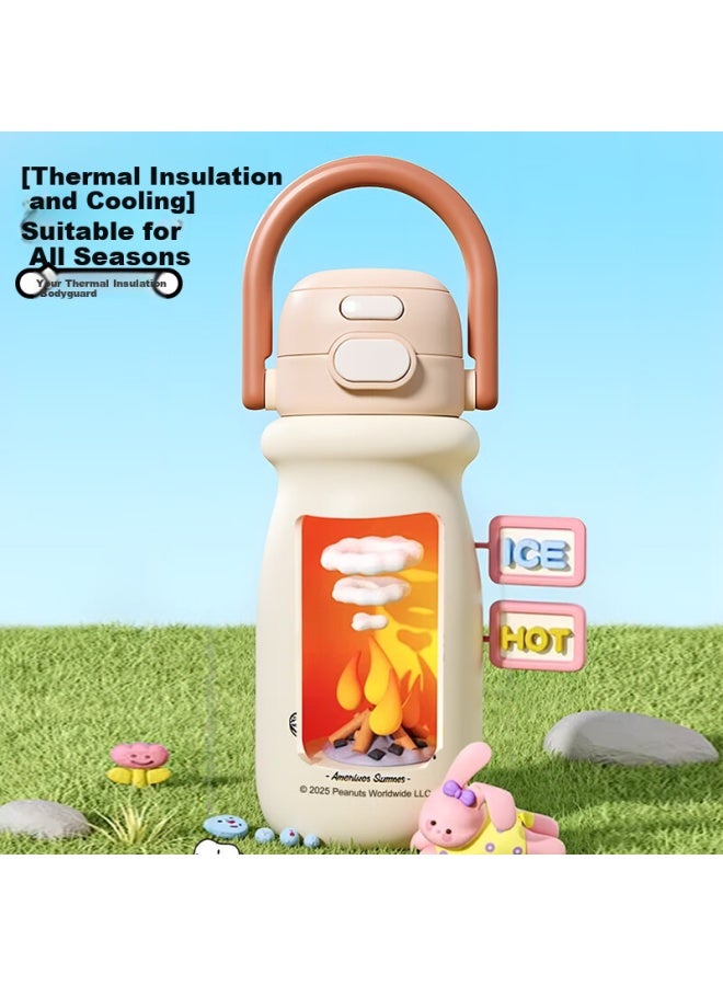 Snoopy Children'S Insulated Cup 316L Stainless Steel Double Drinking Straw Water Bottle Men And Women High-Value Students Portable Drinking Cup - Image 2