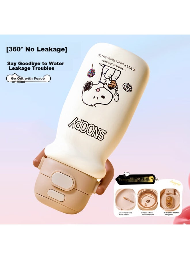Snoopy Children'S Insulated Cup 316L Stainless Steel Double Drinking Straw Water Bottle Men And Women High-Value Students Portable Drinking Cup - Image 3