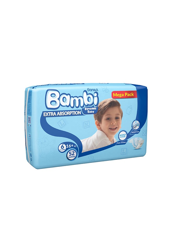 Sanita Bambi Baby Diapers Mega Pack Size 6, Xx-Large, 16+Kg, 52 Count - Image 3