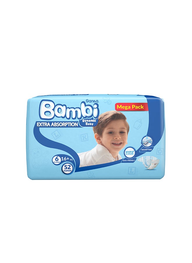 Sanita Bambi Baby Diapers Mega Pack Size 6, Xx-Large, 16+Kg, 52 Count - Image 2