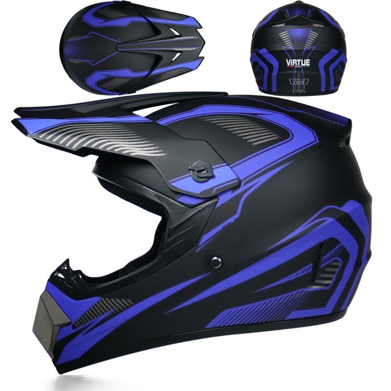 Generic Lightweight Off-Road Motorcycle Helmet with Visor Blue track 