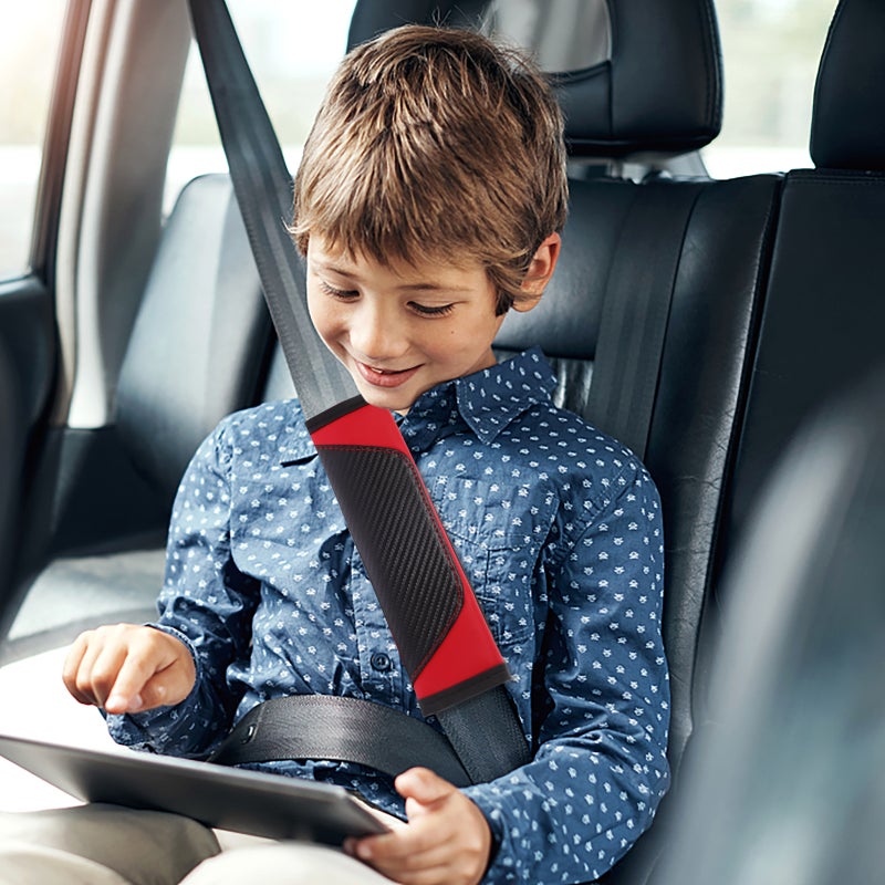🚗 غطاء مبطن لحزام الأمان للكتف باللون الأحمر للاستخدام اليومي مريح 2 قطع - Image 3