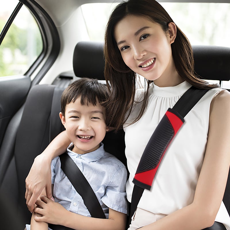 🚗 غطاء مبطن لحزام الأمان للكتف باللون الأحمر للاستخدام اليومي مريح 2 قطع - Image 4