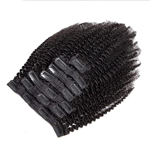 YOOONXI Kinky Curly Clip in Hair Extensions Real Human Hair 3C 4A Human Hair Clip in Extensions Double Weft Afro Kinky Curly Clip ins for Black Women Natural Color 7pcs 120g/Set 18Inch - Image 3