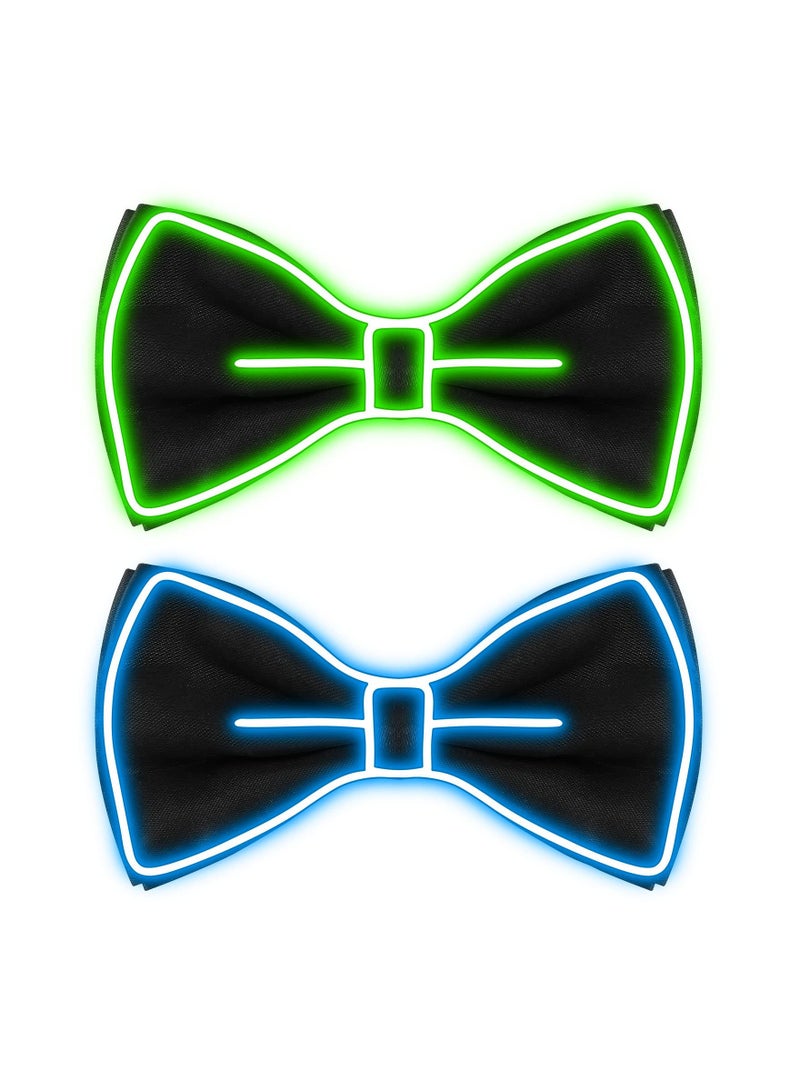Zikra Glow in the Dark LED Bow Tie Set - 2 Pcs Neon Bowties for Men, Kids, and Girls - Fun Party Accessories for Costumes and Events - Light Up Your Celebration! - Image 1