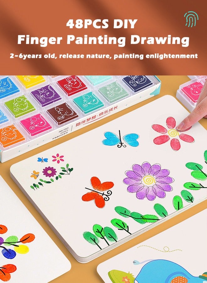 Washable Finger Paint Set with 12 Different Vibrant Colors and 48 Printed Outlines Sheets, DIY Crafts, Non-toxic Painting Supplies, Non-Toxic Art Painting Supplies DIY Crafts, Designed for Color Perception, Creativity and Imagination, Ideal Gift for Kids Aged 3+  - Image 2